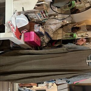 FLAX Linen-Blend long dress in Olive